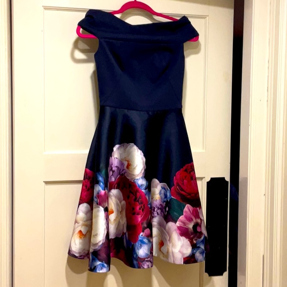 Ted Baker Off the shoulder peony skirt dress Size 1